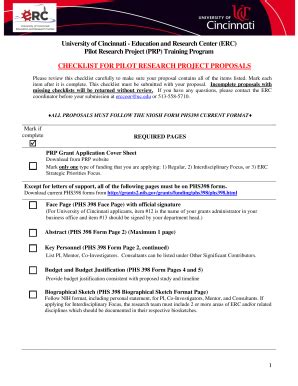 Fillable Online med uc CHECKLIST FOR PILOT RESEARCH PROJECT PROPOSALS ...