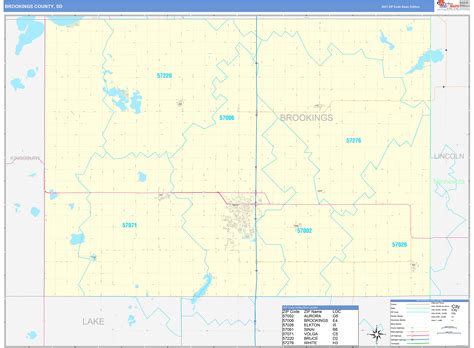 Brookings County, SD Zip Code Wall Map Basic Style by MarketMAPS ...