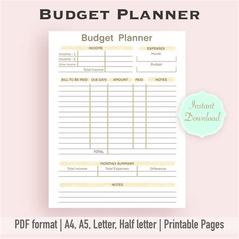 Budget Planner, Budget Planner Template, Financial planner T - Inspire ...