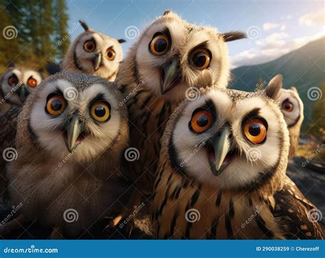 A group of owls stock illustration. Illustration of wildlife - 290038259