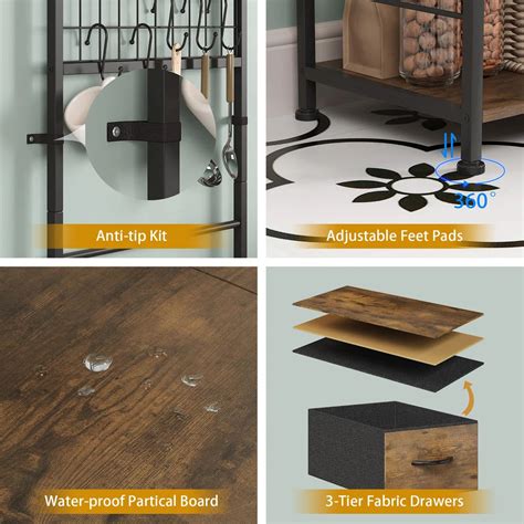 Kitchen Racks: Rustic Coffee Bar Station with Hooks, Drawers, and Open ...