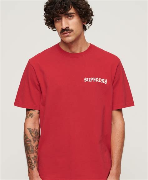 TATTOO GRAPHIC LOOSE MEN'S RED T-SHIRT