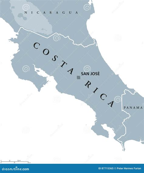 Costa Rica political map stock vector. Illustration of latin - 87715365