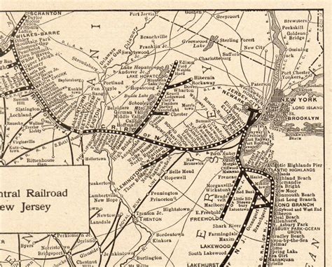 1923 Antique CENTRAL RAILROAD of New Jersey Map Black and | Etsy