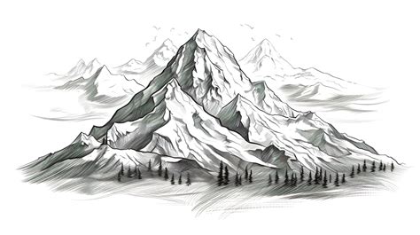 Premium Photo | Hand drawn mountain in sketch style isolated on white ...