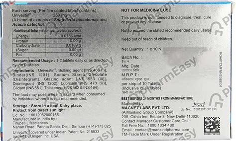 Buy Uniortho 250 MG Tablet (10) Online at Flat 15% OFF | PharmEasy