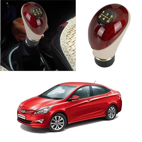 Olmeo Beige and Wood Gear Knob/Gear Shift Knob for Hyundai Verna ...