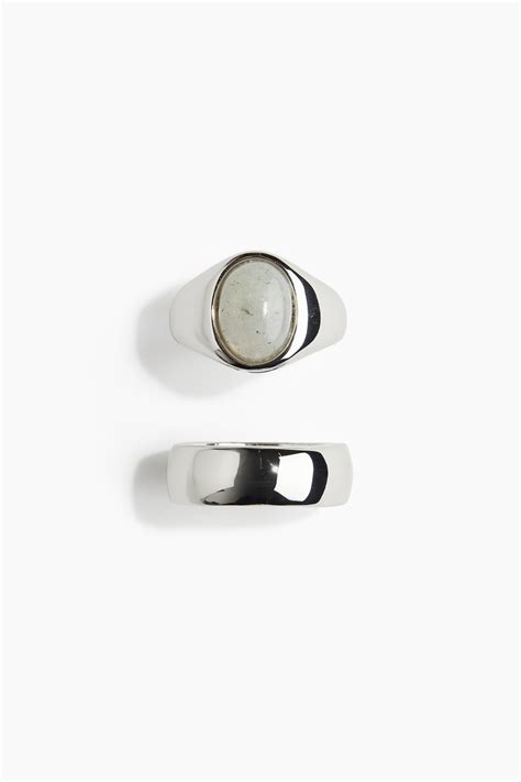 2-pack rings - Silver-coloured - Men | H&M IN