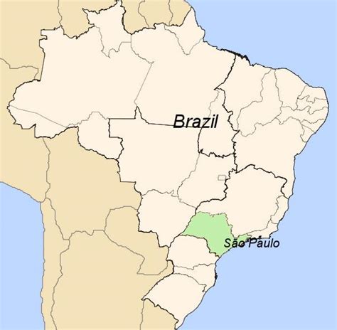 São Paulo no mapa do Brasil - Mapa de São Paulo, no Brasil (Brasil)