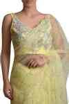 Buy Yellow Tulle, Silk Organza Blouse, Saree Sequin Embroideryblouse ...