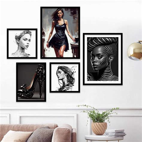 Modern Art Monochrome Wall Posters with Frame for Living Room Wall Dec ...