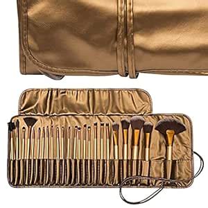 Professional Wood Make Up Brushes Sets With Leather Storage Pouch ...