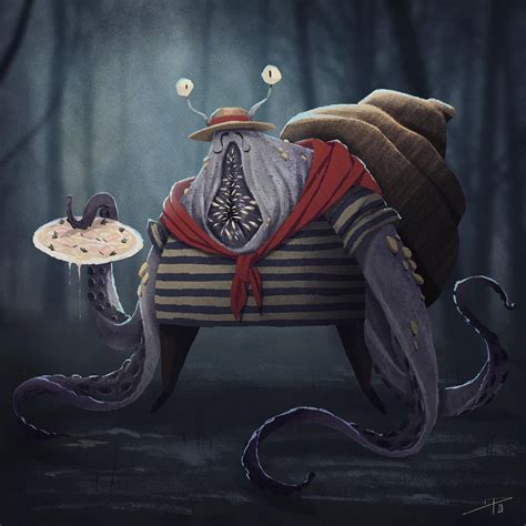 His coming is heralded by the wafting scent of onions and boiled squid ...