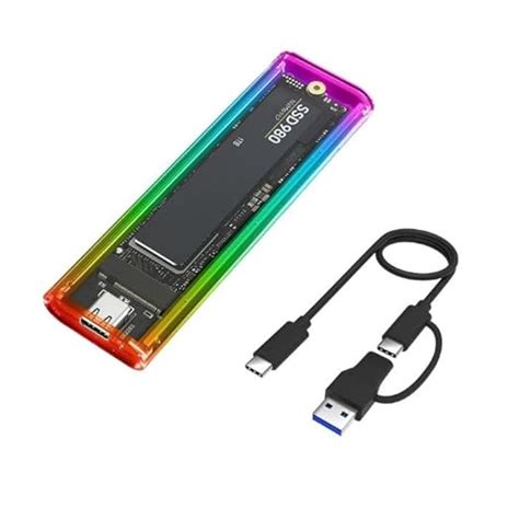 Witamy RGB M.2 PCIe NVMe+NGFF SSD External Enclosure,Portable USB C to ...