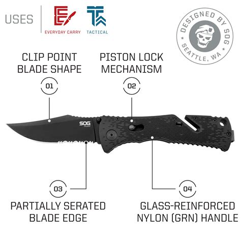 Buy SOG Trident, Zytel Handle, Black TiNi Blade, ComboEdge Online at ...