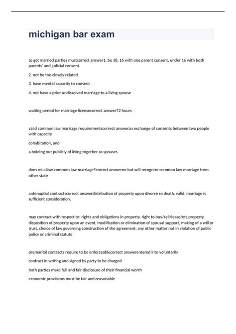 michigan bar exam 2023 with correct answers - Michigan - Stuvia US