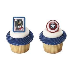 Buy Captain America Shield Cupcake Rings - 24 pcs Online at Low Prices ...
