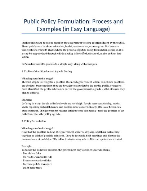 Public Policy Formulation Easy Language - Public Policy Formulation ...