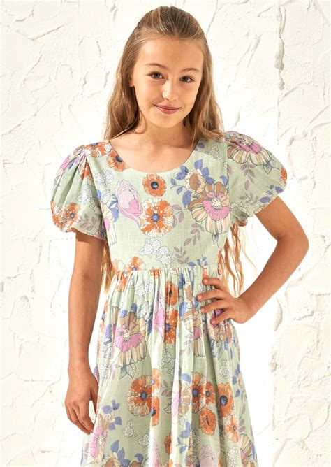 Angel & Rocket Girls Printed Green Dresses