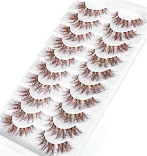 Amazon.com: Brown Lashes, Brown Lashes Natural Look False Eyelashes ...