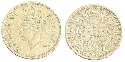 X Rare Mule 1939 Silver Half Rupee George VI British India Coin ...