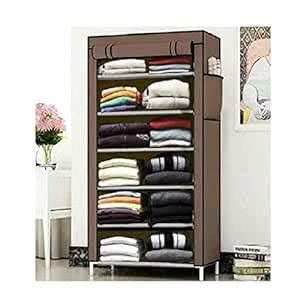 Long Size 110CM Coffee Black_Broder Portable Wardrobe Fabric Almirah ...