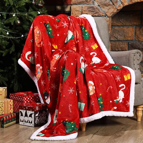 Amazon.com: FuWeave Christmas Throw Blankets 50 x 60 Inch Xmas Sherpa ...