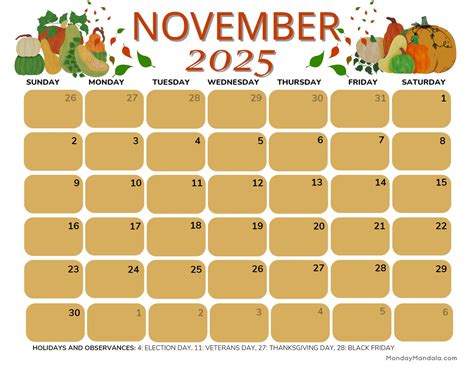 November 2025 Printable Calendars