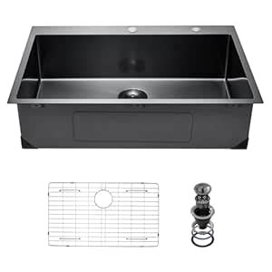 VEVOR 33 inch Kitchen Sink Workstation, 304 Stainless Steel Top Mount ...