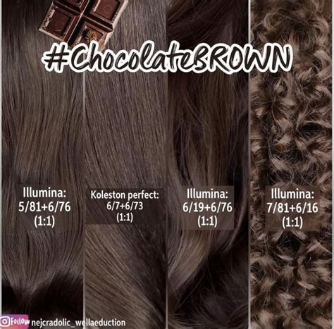 Wella chocolate brown | Fórmulas para color de cabello, Colores de ...