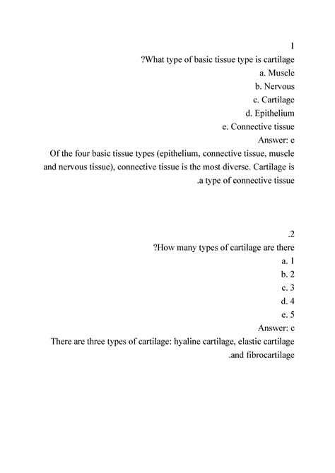 Cartilage mcq 1 - 1 ?What type of basic tissue type is cartilage a ...