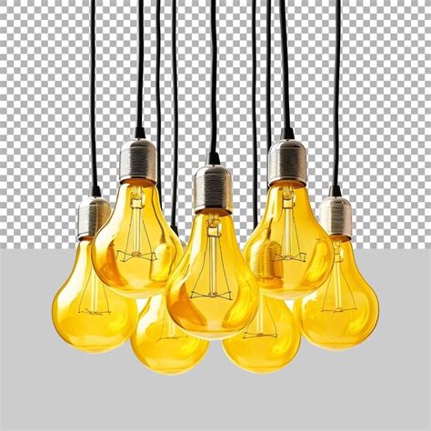 Premium PSD | Group of Yellow Light Bulbs on Transparent background Ai ...