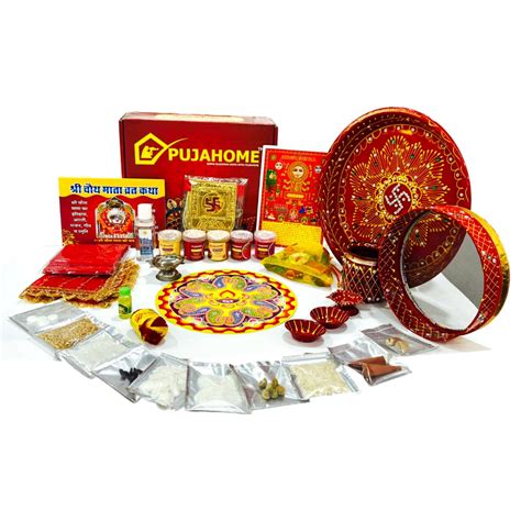Pujahome Karwa Chauth Puja Samagri Kit - 30+ Items Including 6-Piece ...