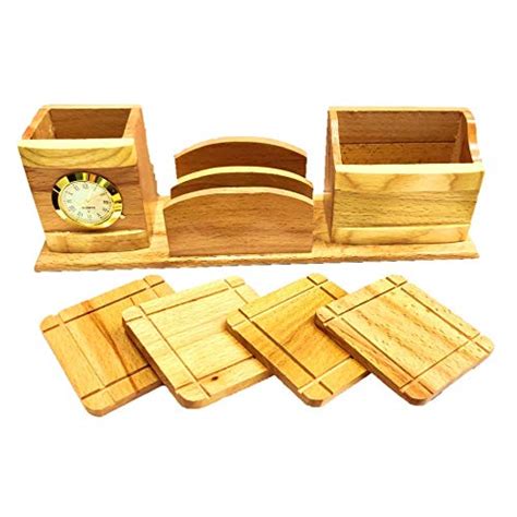 Infinity Tradelink Wooden Desk Organizer Big Size Tea Coasters,Pen ...