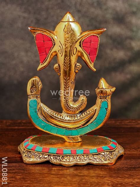 White Metal U shaped Ganesha with Gold finish - WL0881 – Wedtree