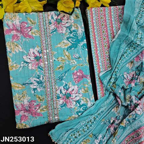 Blue floral printed soft cotton salwar material jn253013-Neidhal