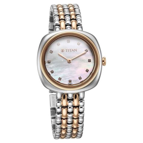 Buy Online Titan Aura Quartz Analog White Mother Of Pearl Dial Rose ...
