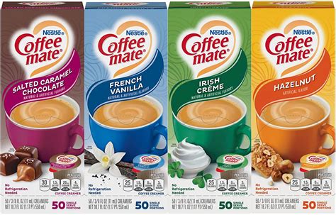 Coffee mate Liquid .375oz, 4 Flavor Variety 200 Count including ...