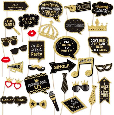 Amazon.com: Funnymoom 32 Pcs Homecoming Photo Booth Props Kit Large ...