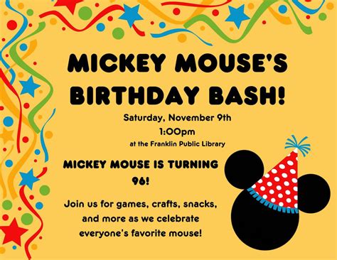 Mickeys Birthday Bash!, 118 Main Street, Franklin, MA, United States ...
