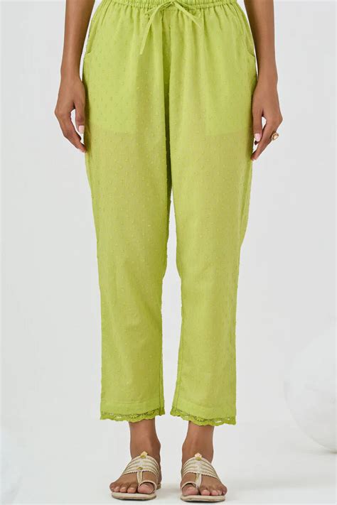 Buy Green Handcrafted Ram Buta Narrow Pants for Women | Comfortable ...