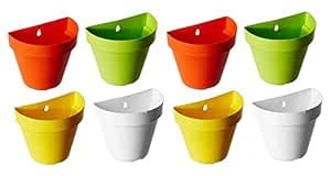 Go Hooked Plastic Wall Hanging Pot Set (Multicolour, Standard) - Set of ...