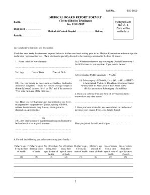Fillable Online indianrailways gov MEDICAL BOARD REPORT FORMAT - Indian ...