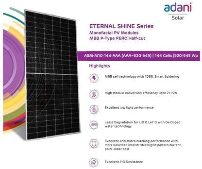 ADANI 144-540 Solar Panel Price in India - Buy ADANI 144-540 Solar ...
