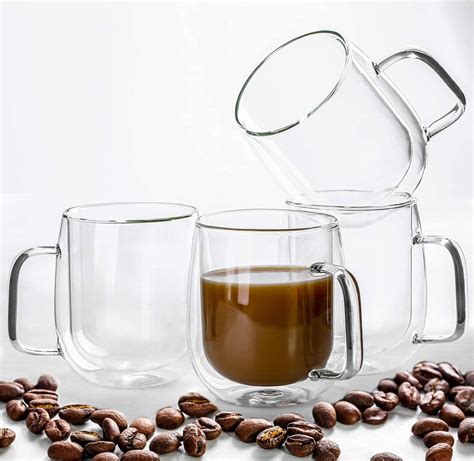 Buy P Plus Fire 250ml Glass Coffee Mug, Double Walled Tea Cups, Clear ...