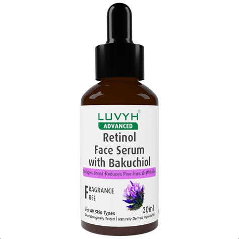 Luvyh Retinol Face Serum with Bakuchiol, Reduces Fine Lines & Wrinkles ...