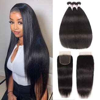 Beautyforever Peruvian Straight Hair 3Bundles With Closure Human Hair ...