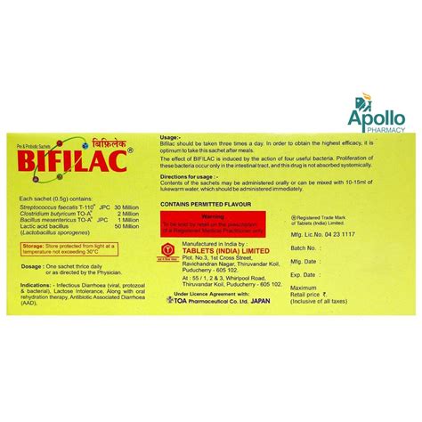 Buy Bifilac Sachets | 19 Minutes Delivery | Apollo Pharmacy