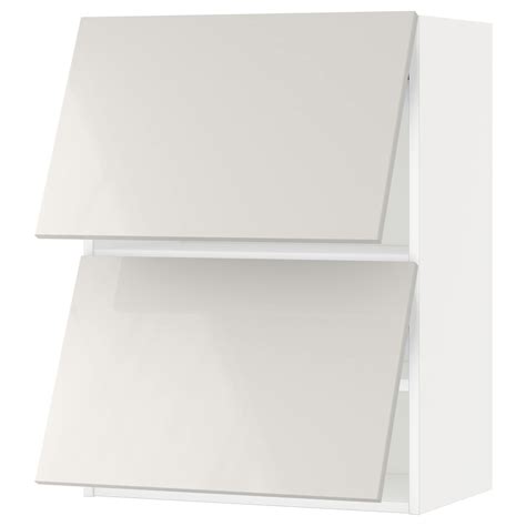 METOD wall cabinet horizontal w 2 doors, white/Ringhult light grey ...