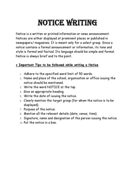 Image result for Example of Notice Writing